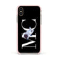 Simple Personalised Astronaut with Initials Apple iPhone Xs Impact Case Pink Edge on Gold Phone