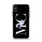 Simple Personalised Astronaut with Initials Apple iPhone Xs Impact Case White Edge on Gold Phone