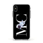 Simple Personalised Astronaut with Initials Apple iPhone Xs Impact Case White Edge on Silver Phone