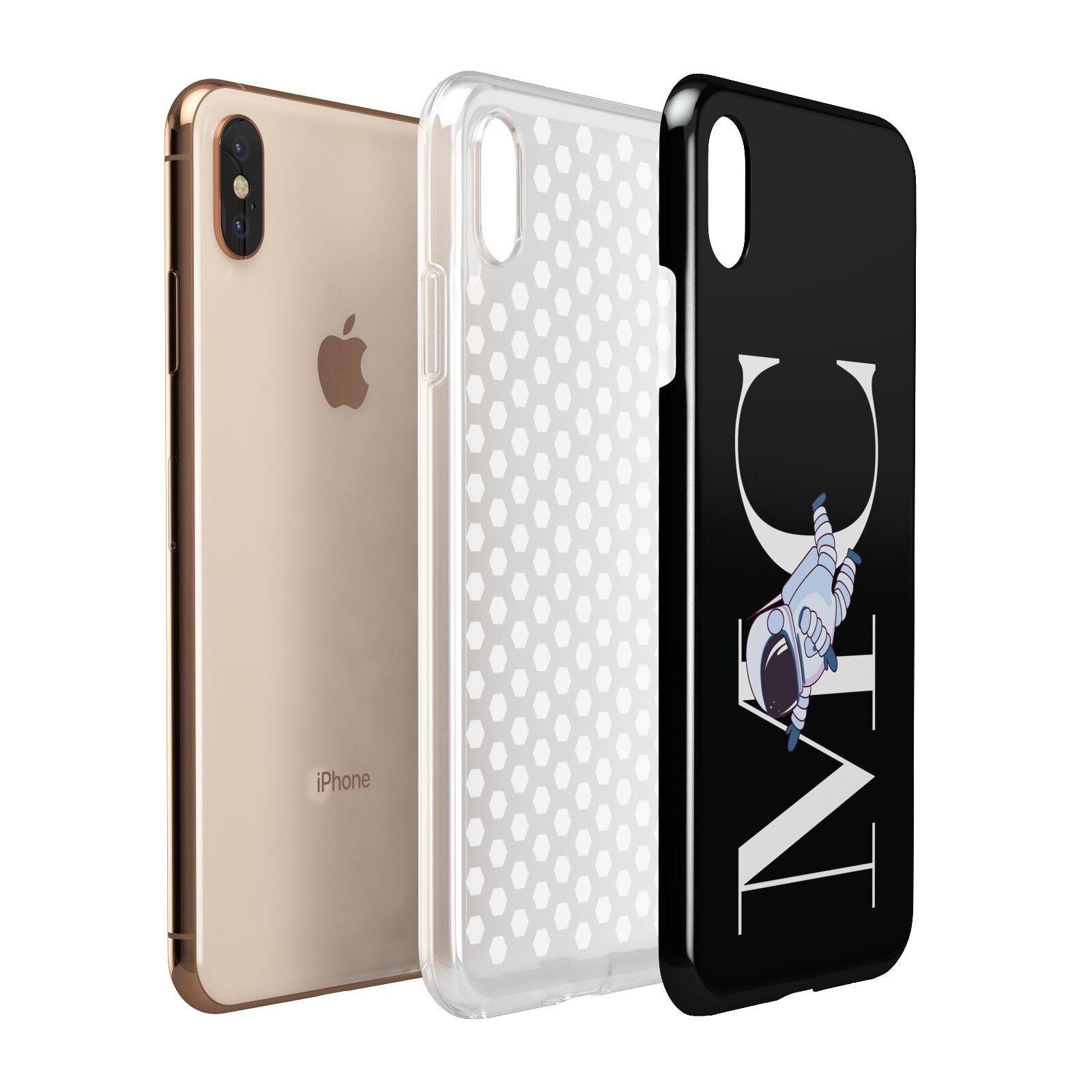 Simple Personalised Astronaut with Initials Apple iPhone Xs Max 3D Tough Case Expanded View
