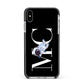 Simple Personalised Astronaut with Initials Apple iPhone Xs Max Impact Case Black Edge on Silver Phone