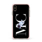 Simple Personalised Astronaut with Initials Apple iPhone Xs Max Impact Case Pink Edge on Gold Phone
