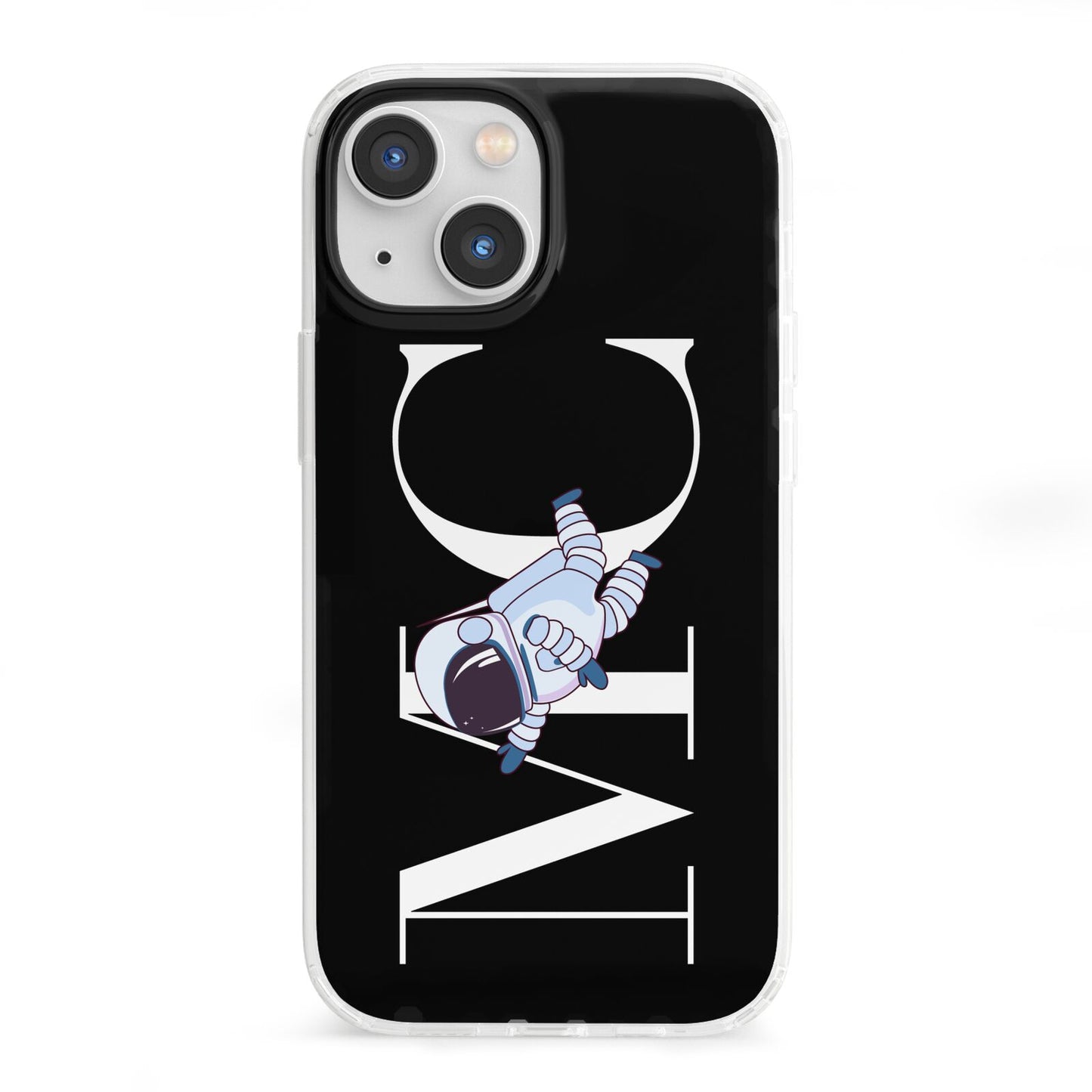 Simple Personalised Astronaut with Initials iPhone 13 Mini Clear Bumper Case