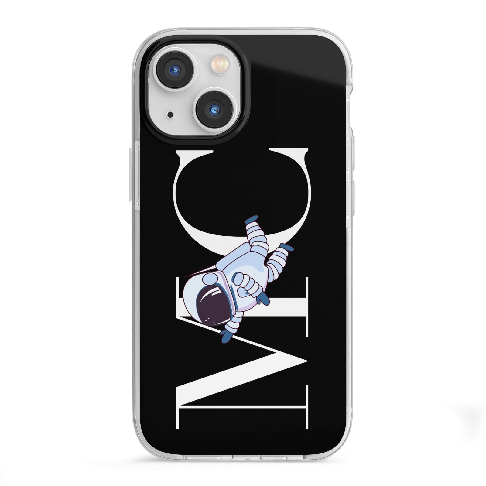Simple Personalised Astronaut with Initials iPhone 13 Mini TPU Impact Case with White Edges