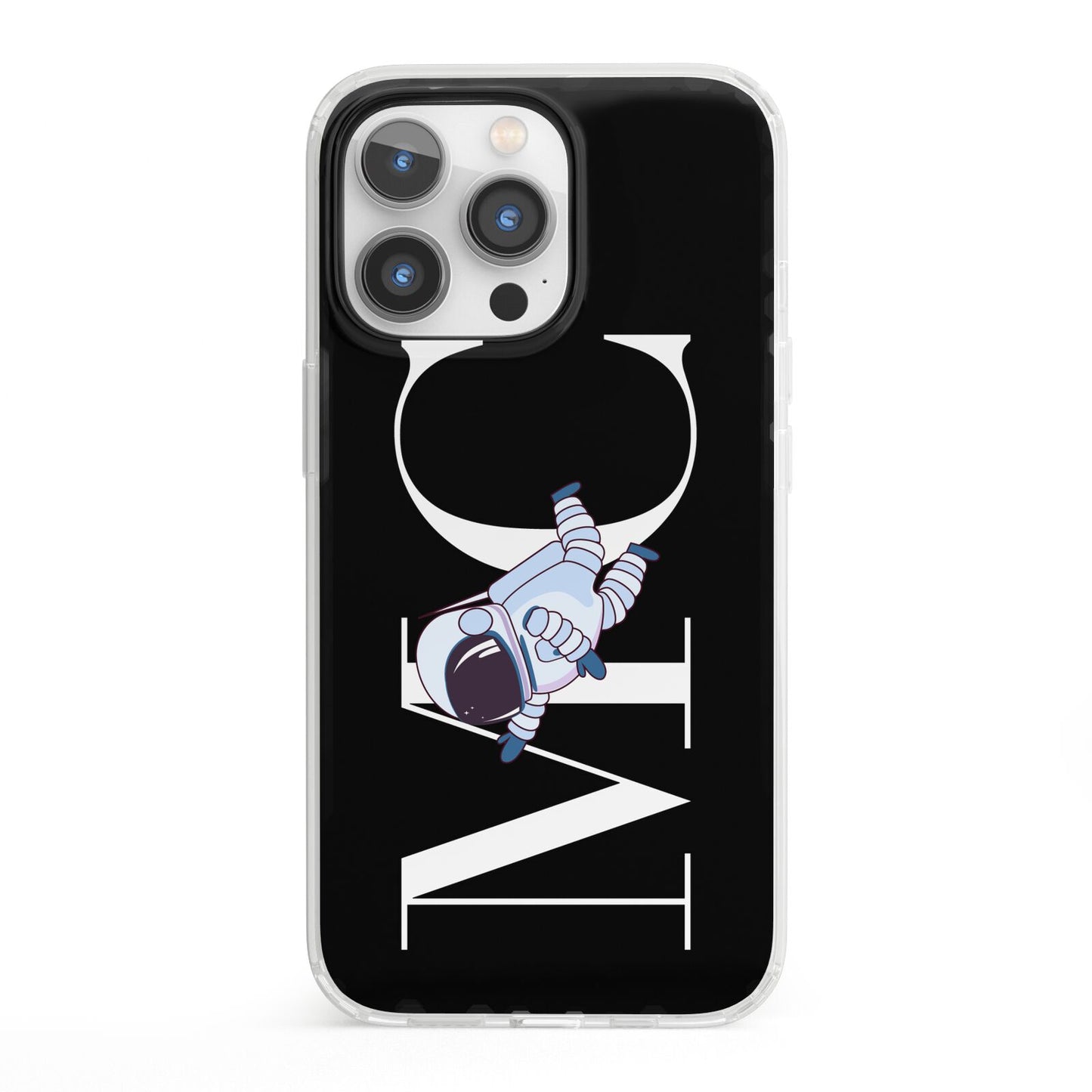 Simple Personalised Astronaut with Initials iPhone 13 Pro Clear Bumper Case