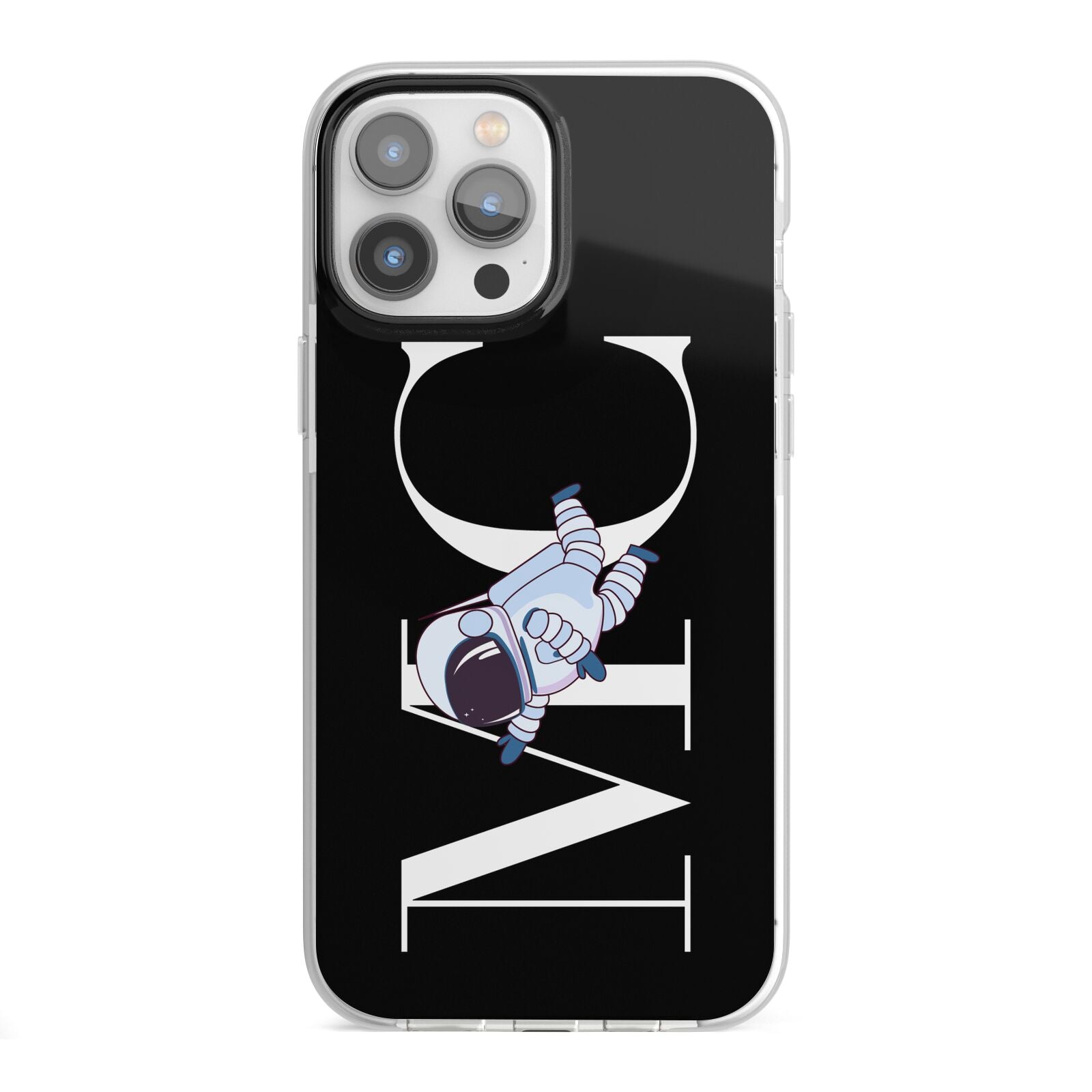 Simple Personalised Astronaut with Initials iPhone 13 Pro Max TPU Impact Case with White Edges