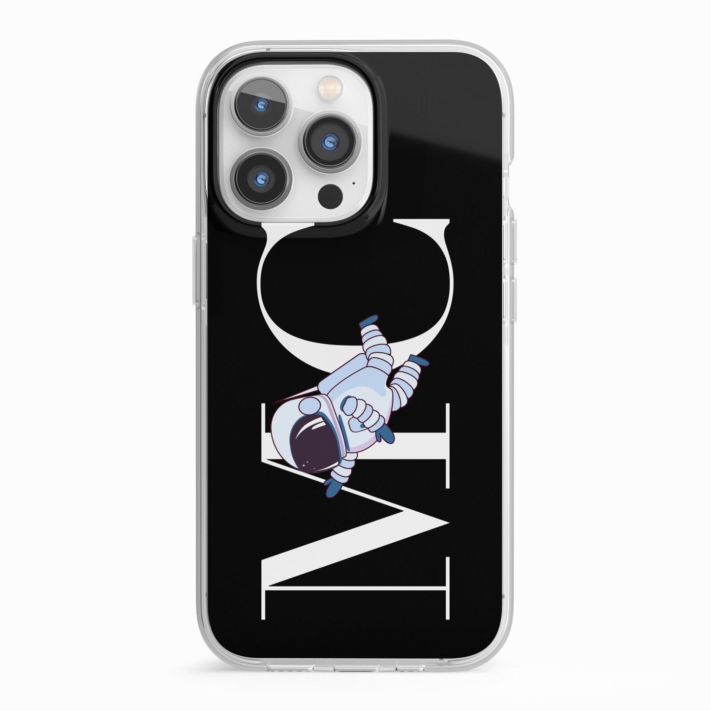 Simple Personalised Astronaut with Initials iPhone 13 Pro TPU Impact Case with White Edges