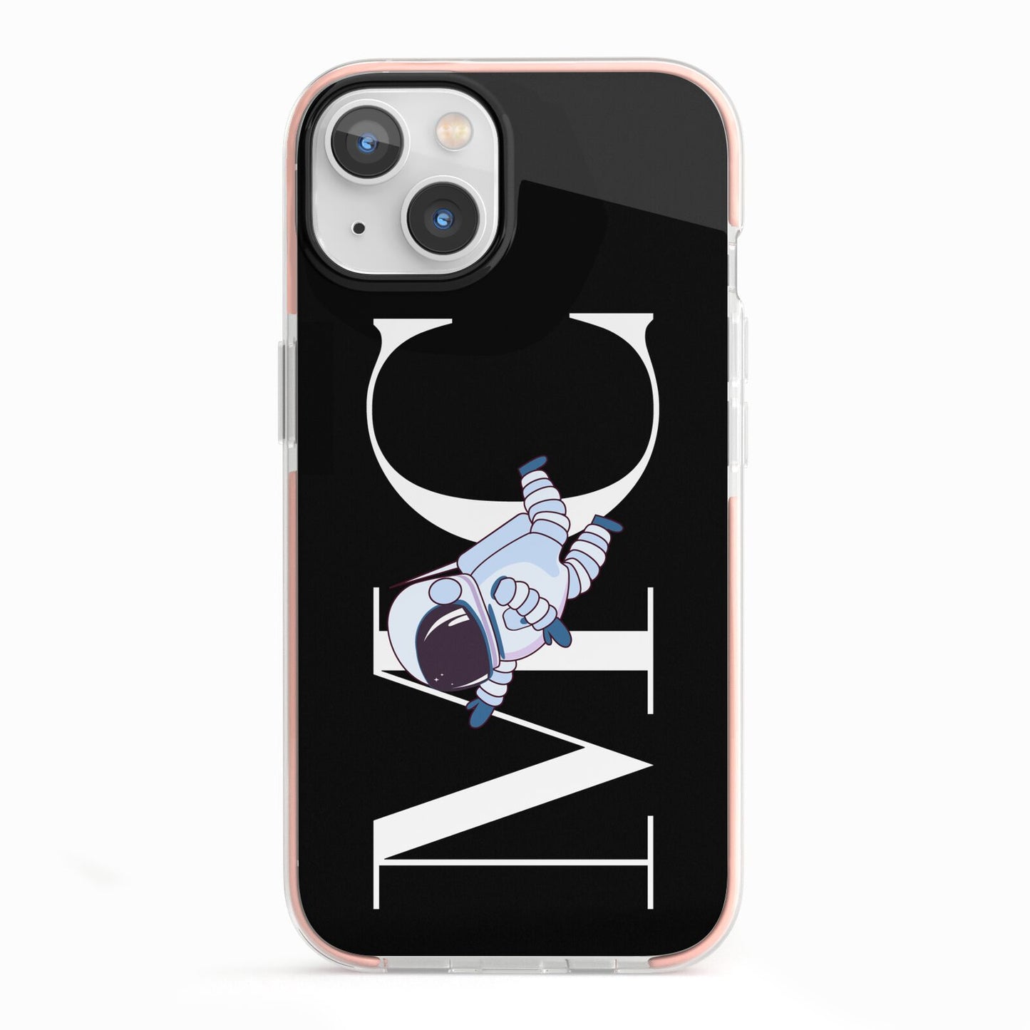 Simple Personalised Astronaut with Initials iPhone 13 TPU Impact Case with Pink Edges