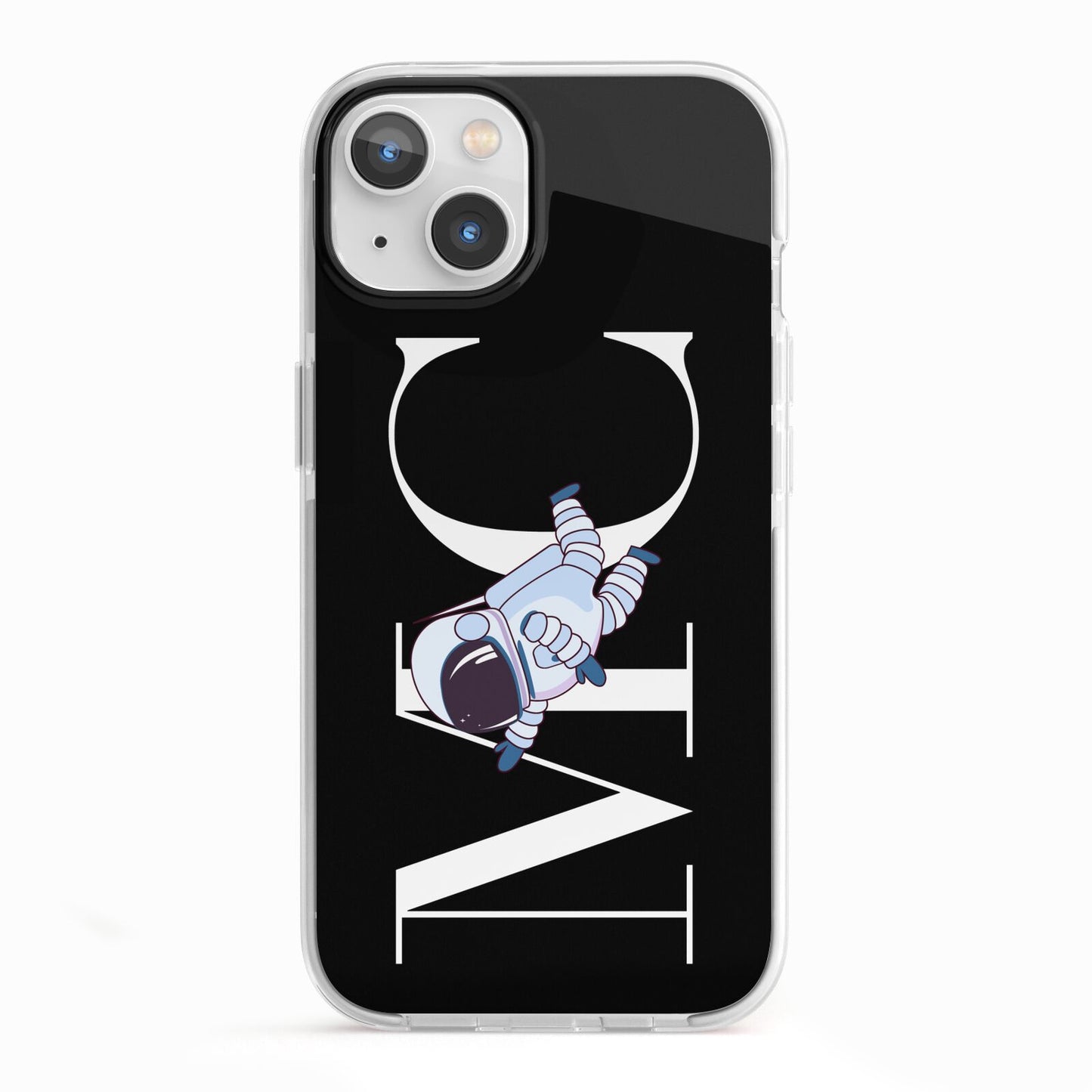 Simple Personalised Astronaut with Initials iPhone 13 TPU Impact Case with White Edges