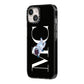 Simple Personalised Astronaut with Initials iPhone 14 Black Impact Case Side Angle on Silver phone