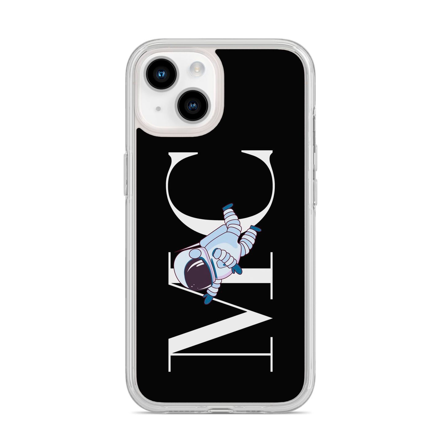Simple Personalised Astronaut with Initials iPhone 14 Clear Tough Case Starlight