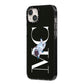 Simple Personalised Astronaut with Initials iPhone 14 Plus Black Impact Case Side Angle on Silver phone