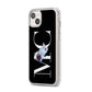 Simple Personalised Astronaut with Initials iPhone 14 Plus Clear Tough Case Starlight Angled Image