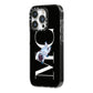 Simple Personalised Astronaut with Initials iPhone 14 Pro Black Impact Case Side Angle on Silver phone