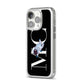 Simple Personalised Astronaut with Initials iPhone 14 Pro Clear Tough Case Silver Angled Image