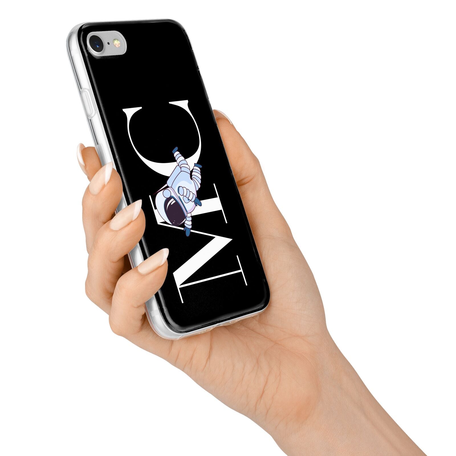 Simple Personalised Astronaut with Initials iPhone 7 Bumper Case on Silver iPhone Alternative Image