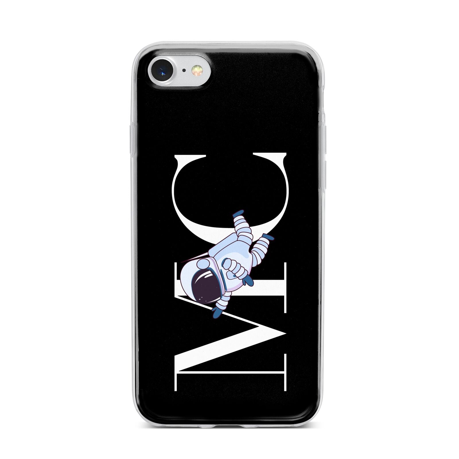 Simple Personalised Astronaut with Initials iPhone 7 Bumper Case on Silver iPhone