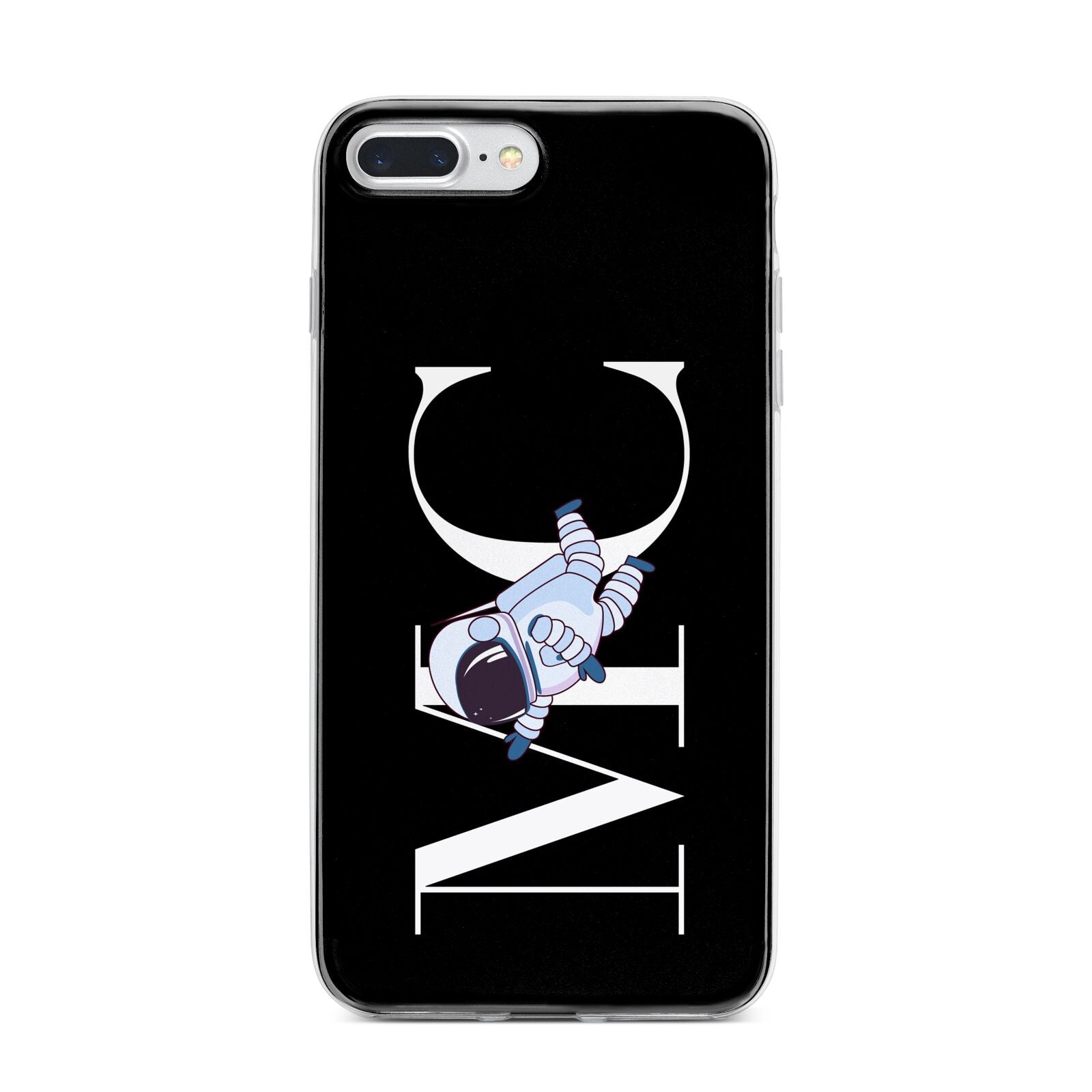 Simple Personalised Astronaut with Initials iPhone 7 Plus Bumper Case on Silver iPhone