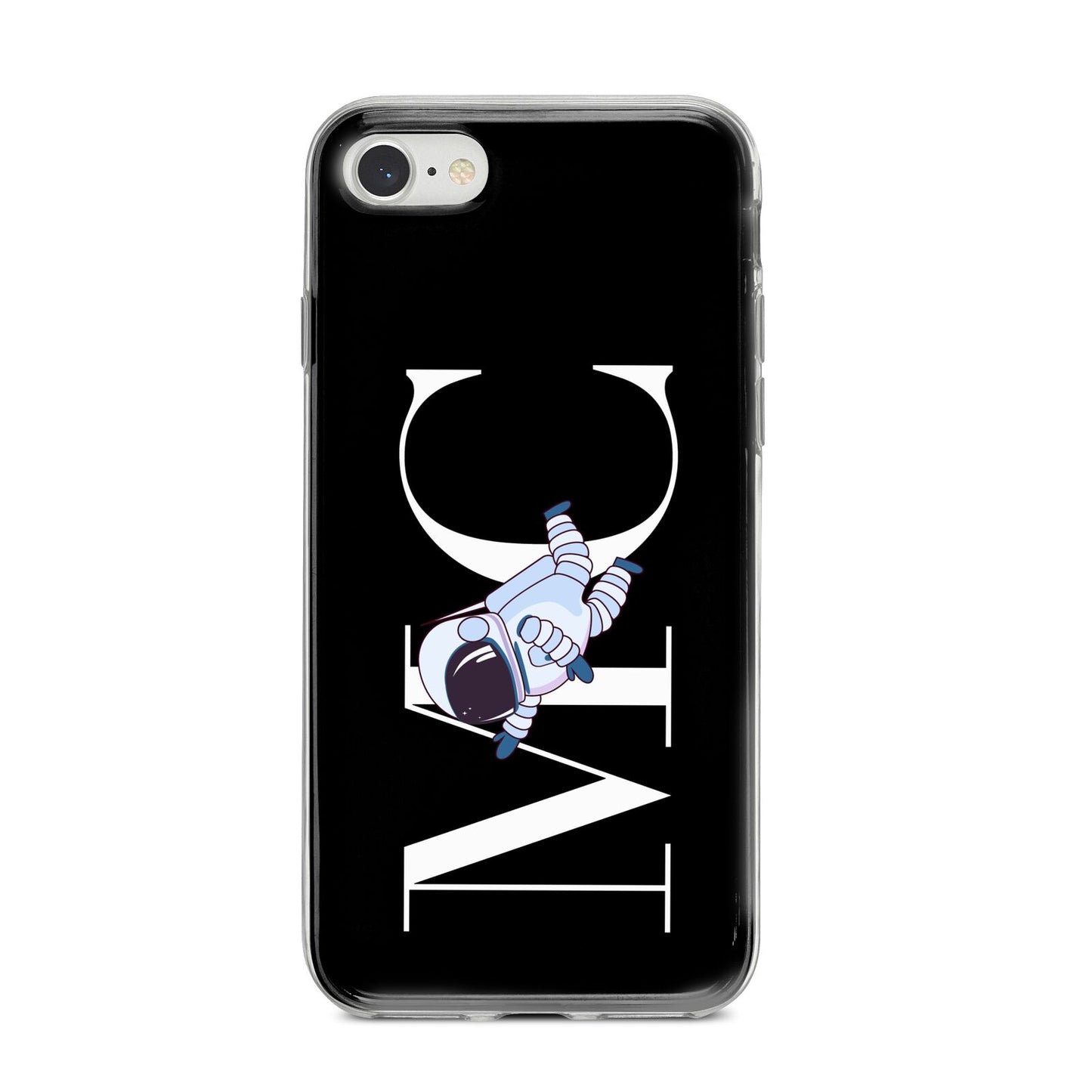 Simple Personalised Astronaut with Initials iPhone 8 Bumper Case on Silver iPhone