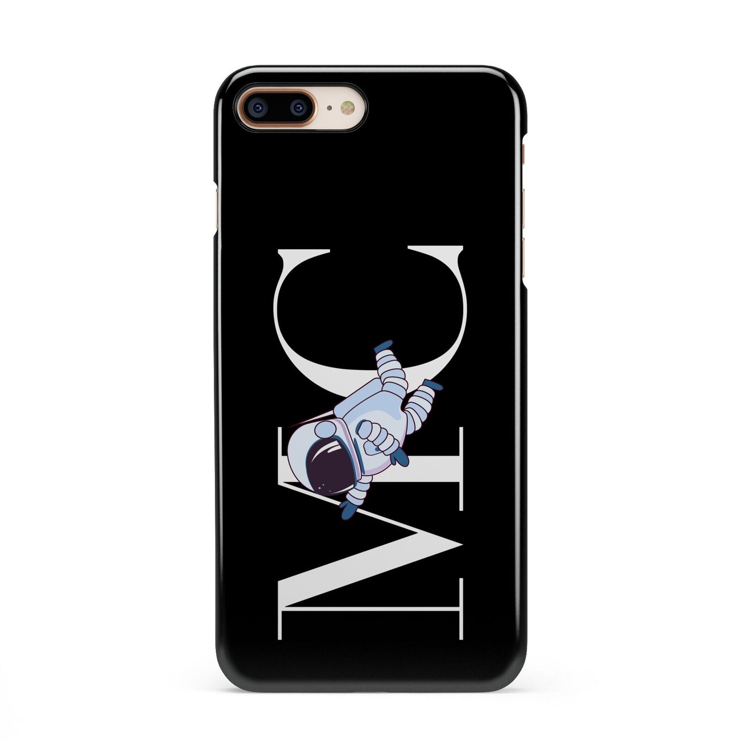 Simple Personalised Astronaut with Initials iPhone 8 Plus 3D Snap Case on Gold Phone