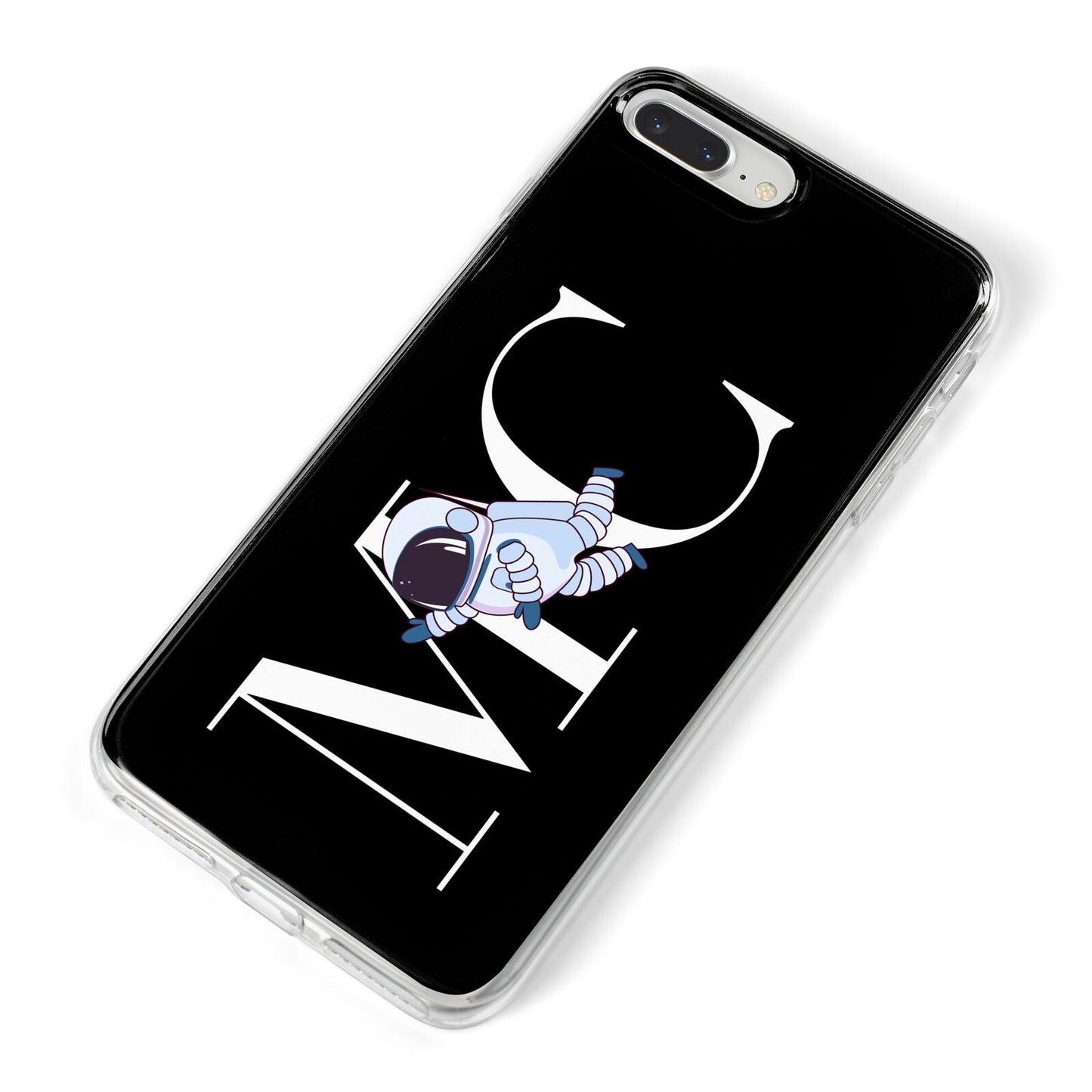 Simple Personalised Astronaut with Initials iPhone 8 Plus Bumper Case on Silver iPhone Alternative Image