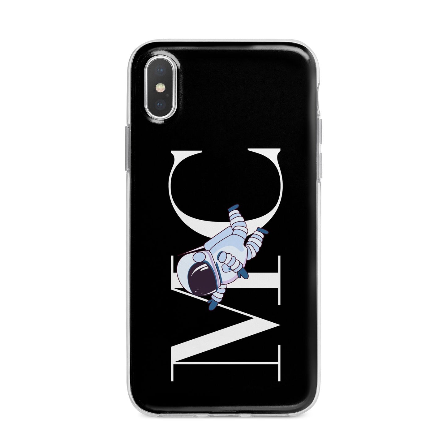 Simple Personalised Astronaut with Initials iPhone X Bumper Case on Silver iPhone Alternative Image 1