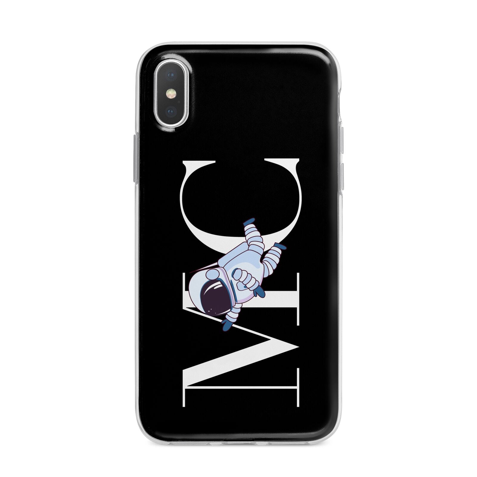 Simple Personalised Astronaut with Initials iPhone X Bumper Case on Silver iPhone Alternative Image 1