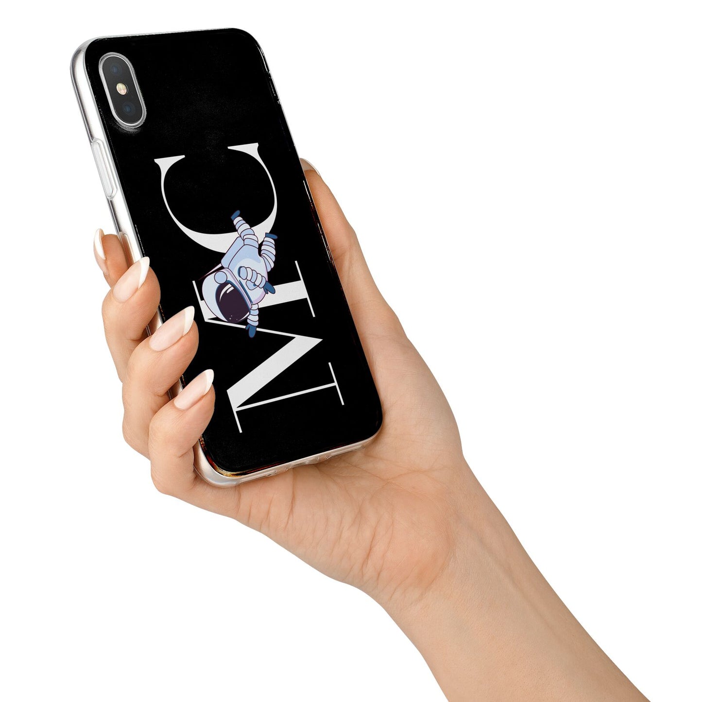 Simple Personalised Astronaut with Initials iPhone X Bumper Case on Silver iPhone Alternative Image 2