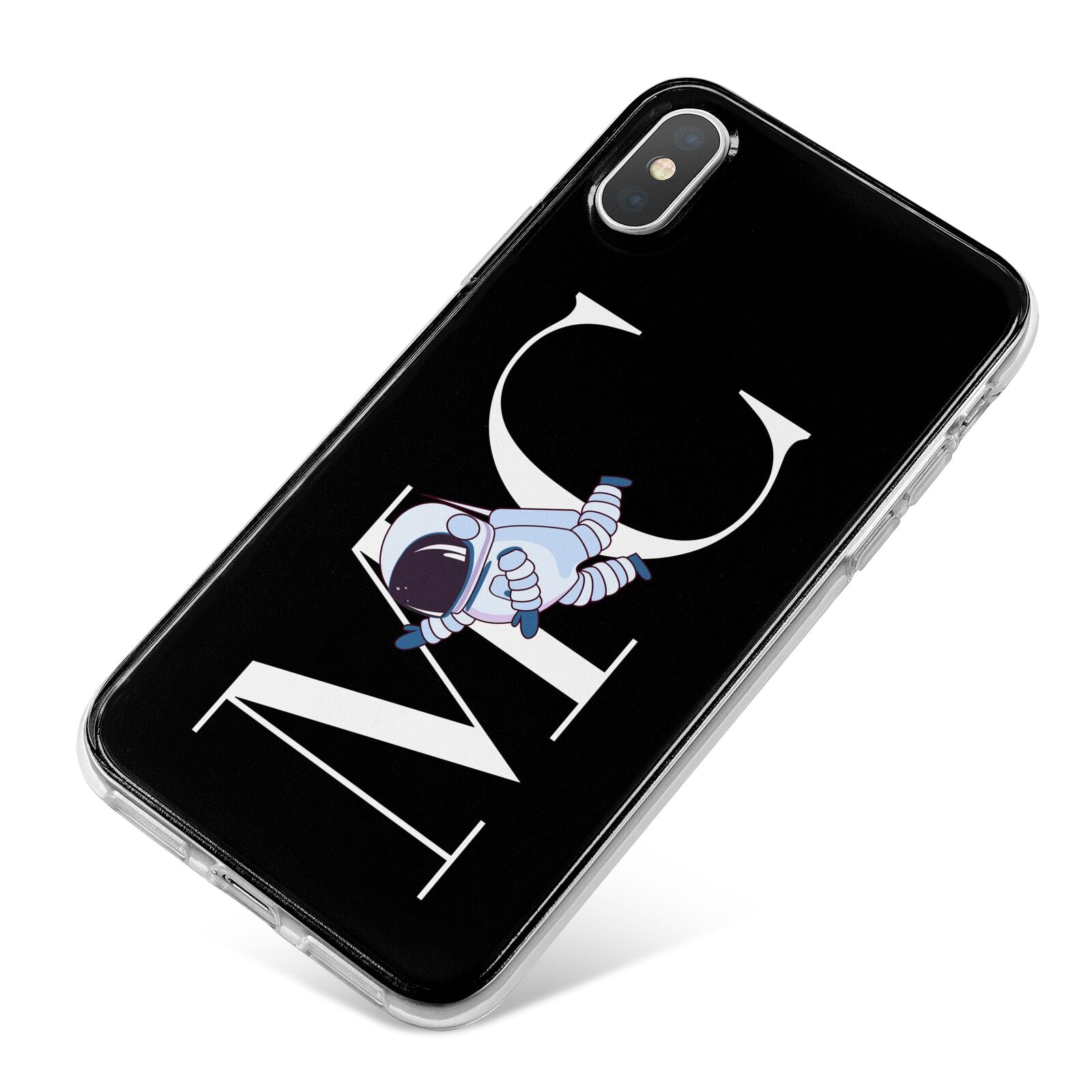 Simple Personalised Astronaut with Initials iPhone X Bumper Case on Silver iPhone