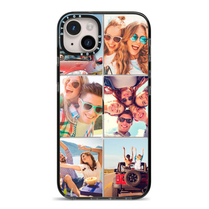 Six Photo iPhone 14 Plus Black Impact Case on Silver phone