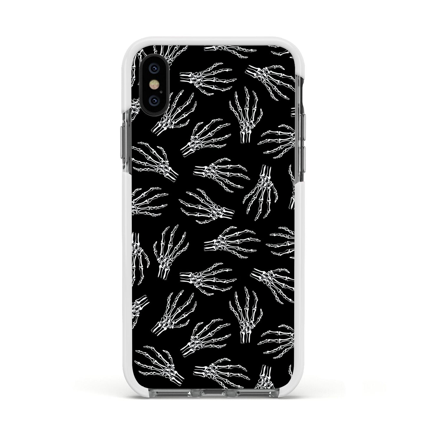 Skeleton Hands Apple iPhone Xs Impact Case White Edge on Black Phone