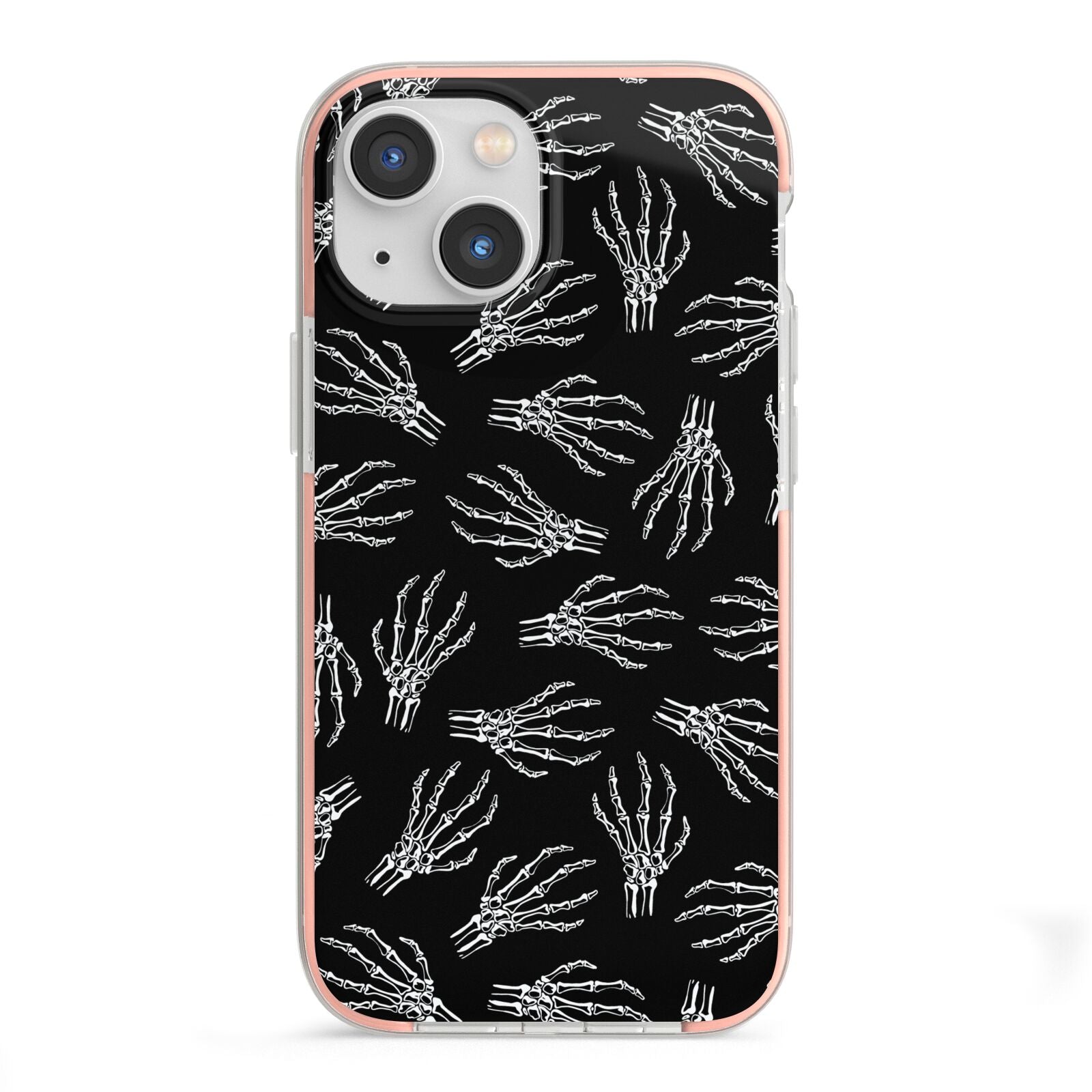 Skeleton Hands iPhone 13 Mini TPU Impact Case with Pink Edges