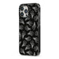 Skeleton Hands iPhone 13 Pro Max Black Impact Case Side Angle on Silver phone