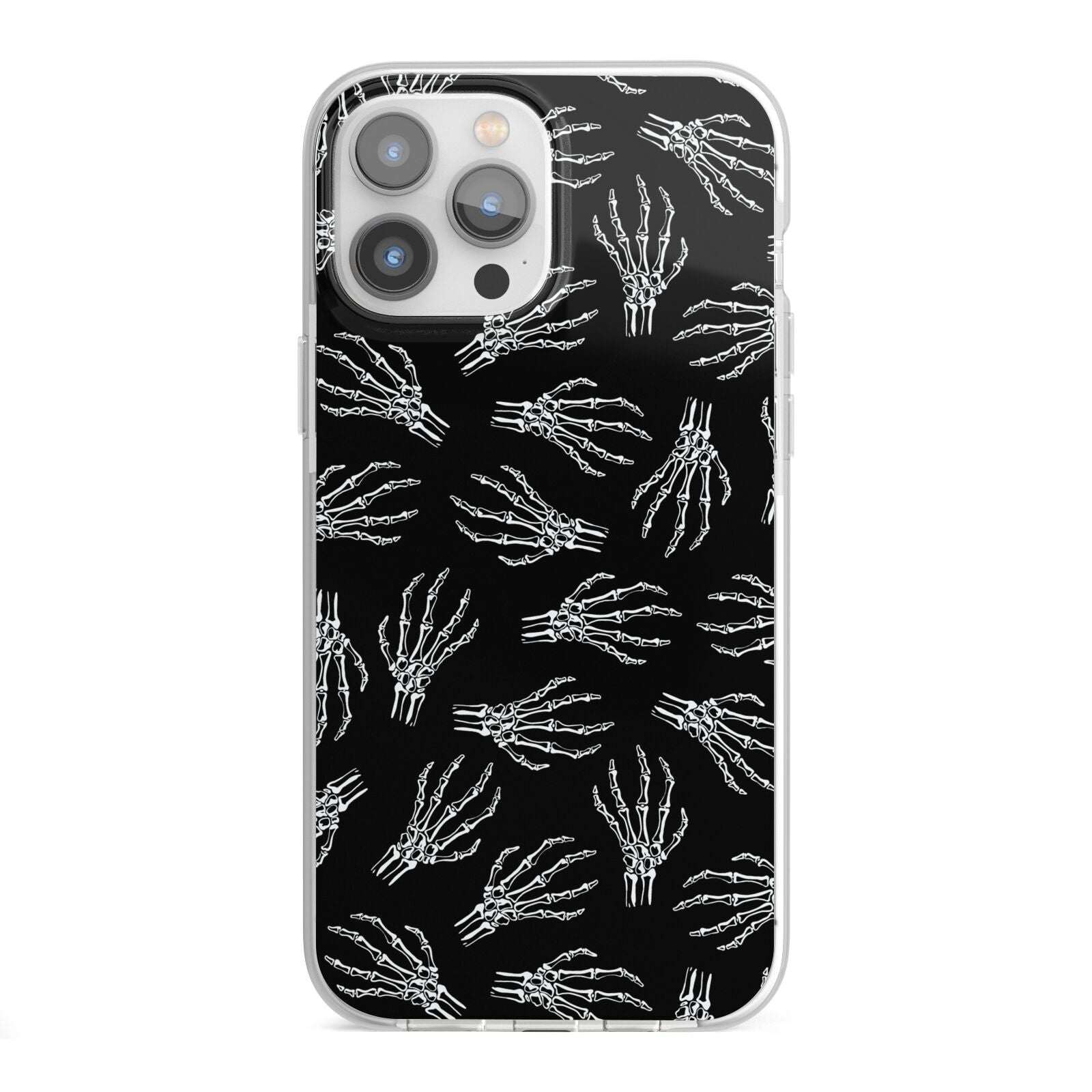 Skeleton Hands iPhone 13 Pro Max TPU Impact Case with White Edges