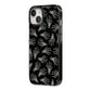 Skeleton Hands iPhone 14 Black Impact Case Side Angle on Silver phone