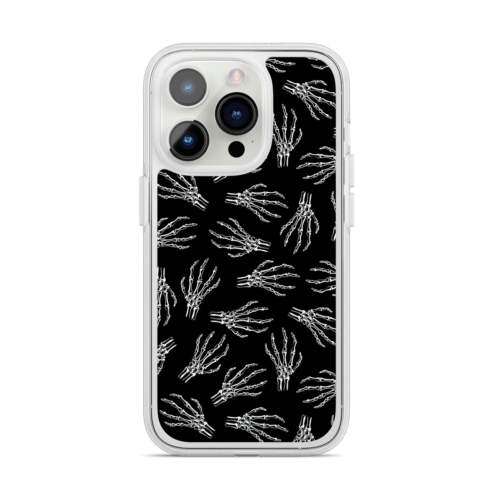 Skeleton Hands iPhone 14 Pro Clear Tough Case Silver