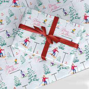 Ski Scene with Name Wrapping Paper