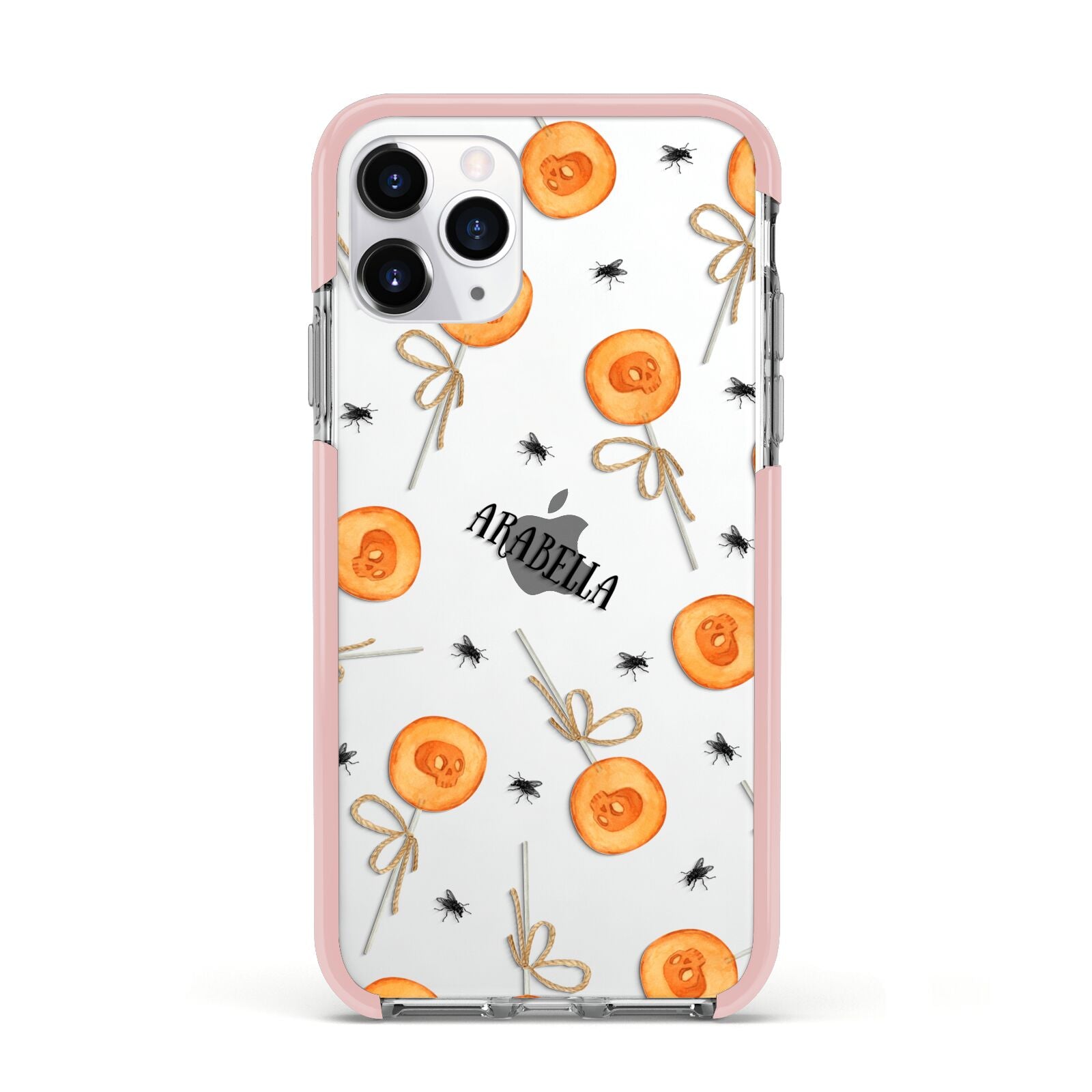 Skull Lollipops Custom Halloween Apple iPhone 11 Pro in Silver with Pink Impact Case