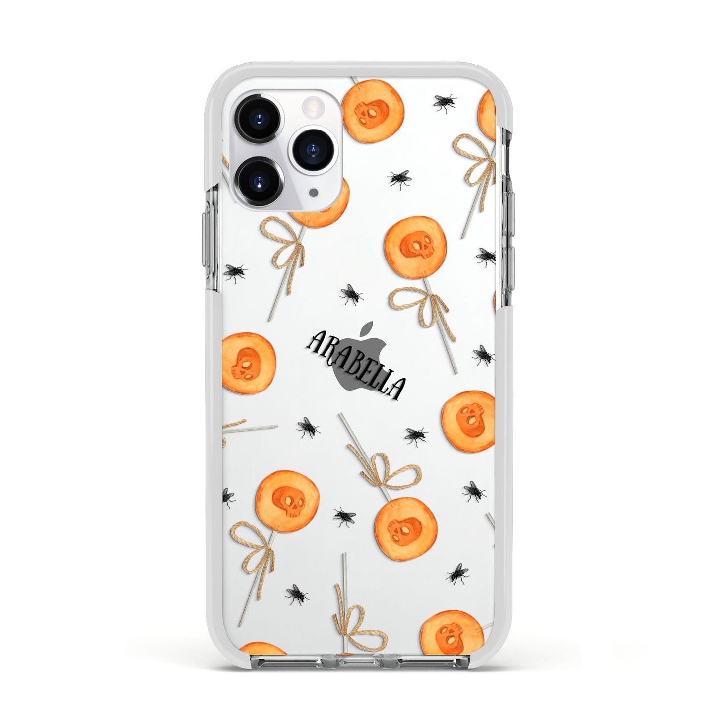 Skull Lollipops Custom Halloween Apple iPhone 11 Pro in Silver with White Impact Case
