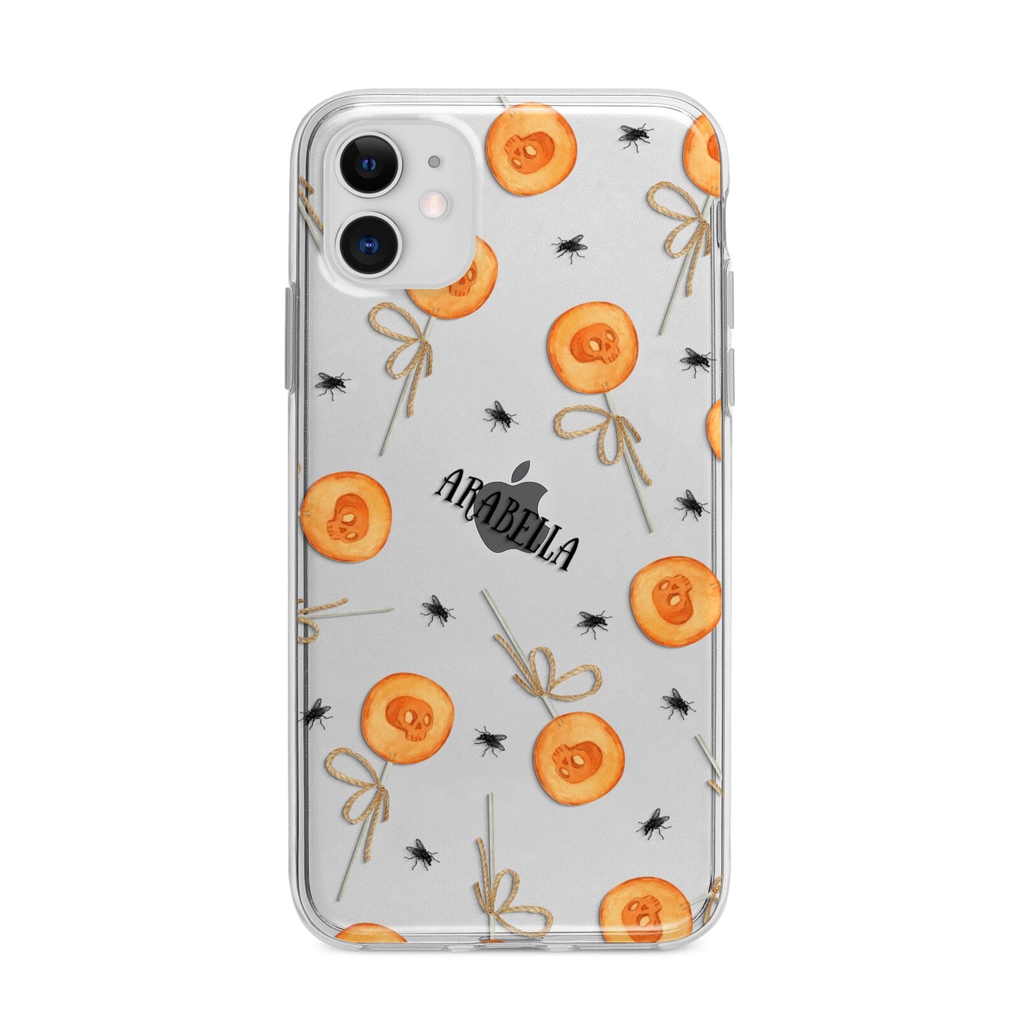 Skull Lollipops Custom Halloween Apple iPhone 11 in White with Bumper Case