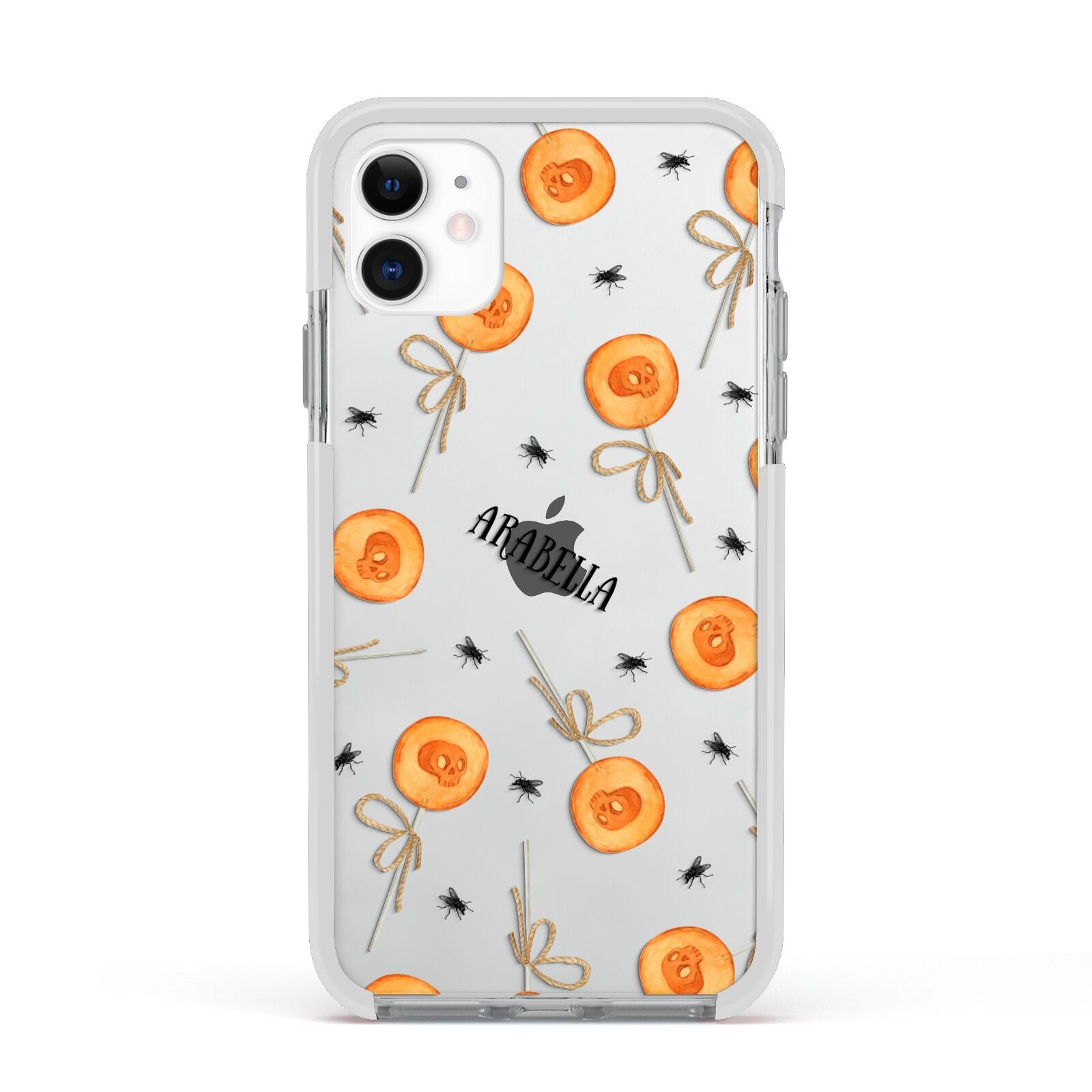 Skull Lollipops Custom Halloween Apple iPhone 11 in White with White Impact Case