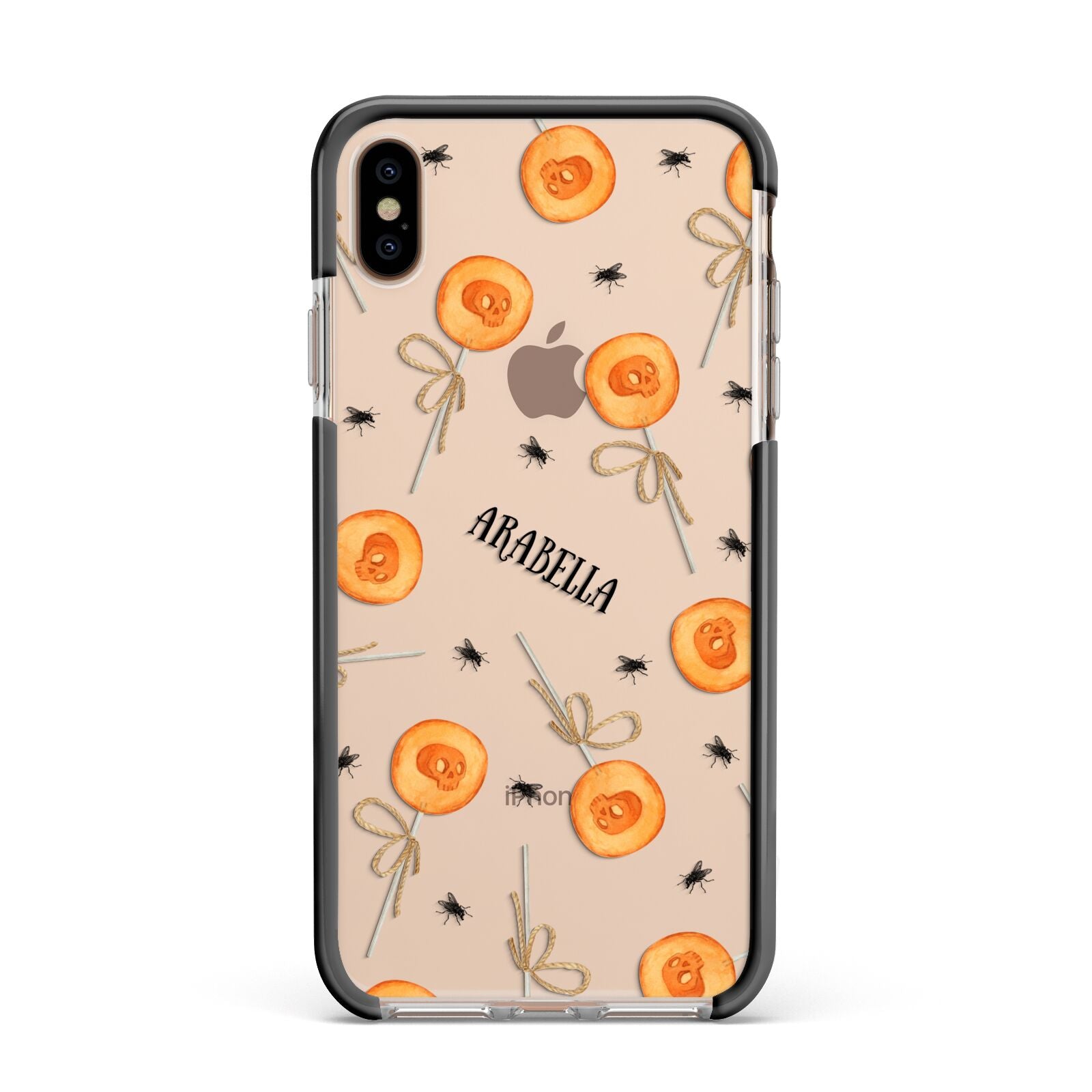 Skull Lollipops Custom Halloween Apple iPhone Xs Max Impact Case Black Edge on Gold Phone