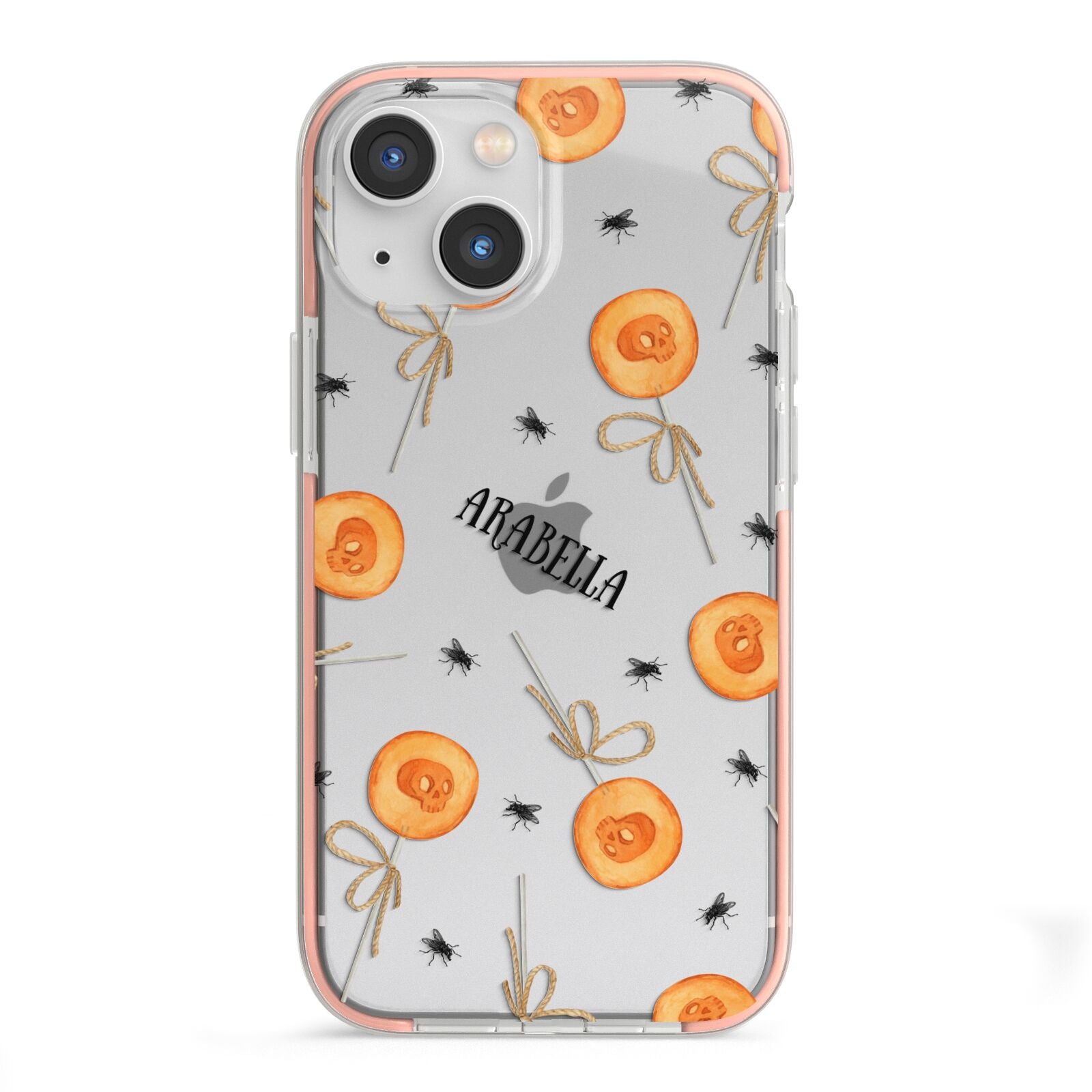 Skull Lollipops Custom Halloween iPhone 13 Mini TPU Impact Case with Pink Edges