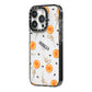 Skull Lollipops Custom Halloween iPhone 14 Pro Black Impact Case Side Angle on Silver phone
