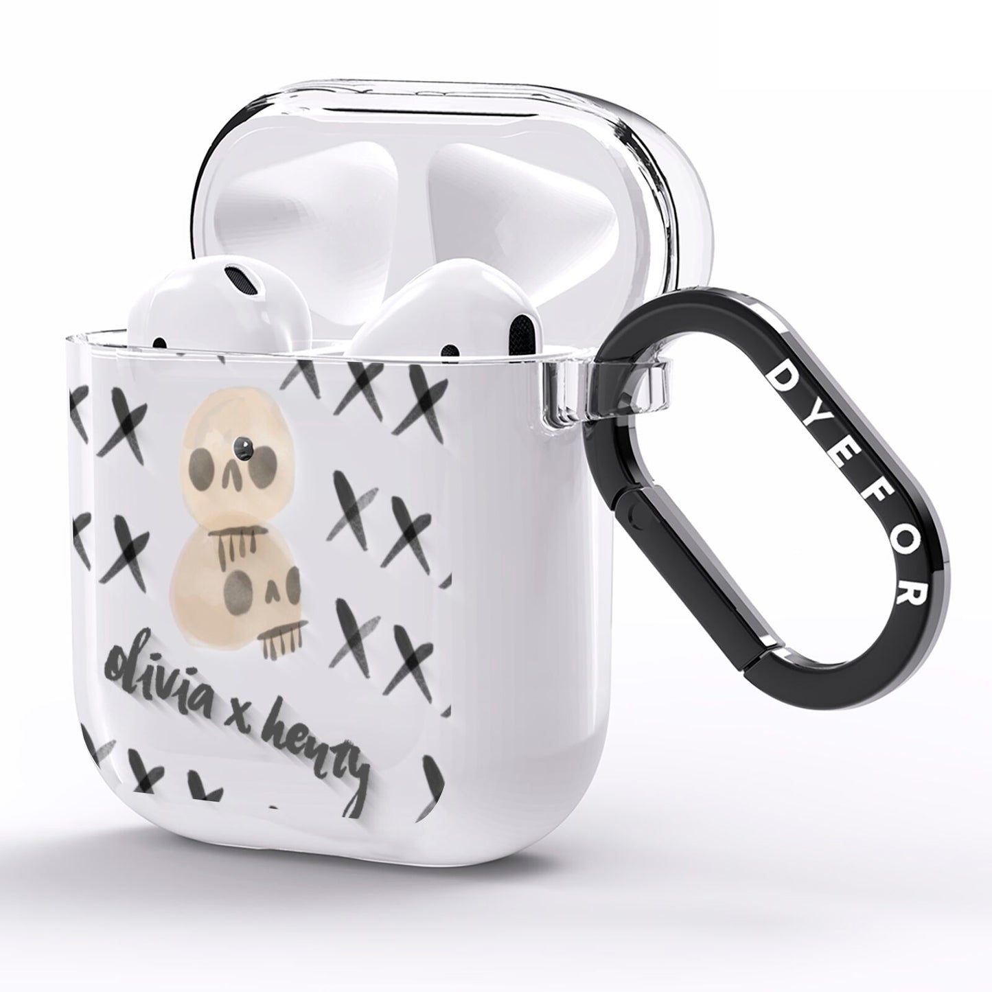Skulls and Kisses Personalised AirPods Clear Case Side Image