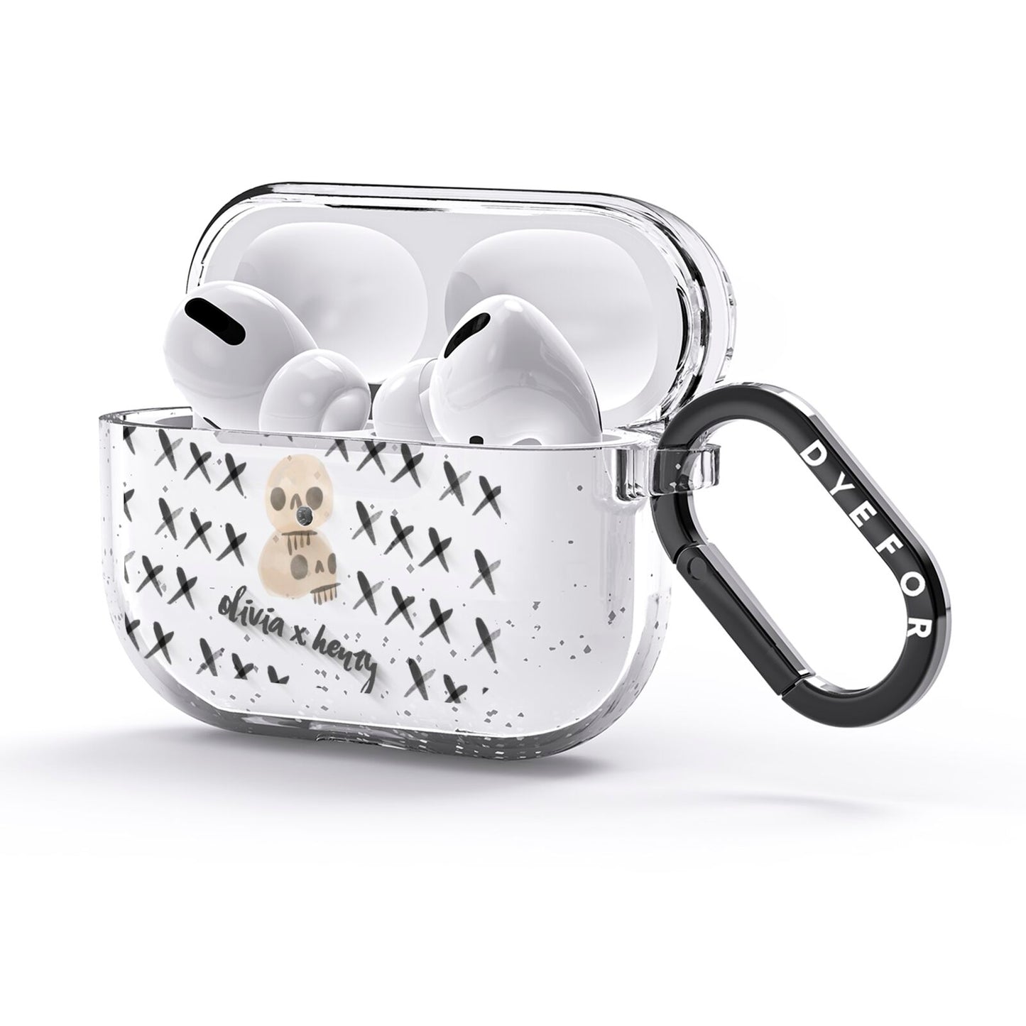 Skulls and Kisses Personalised AirPods Glitter Case 3rd Gen Side Image