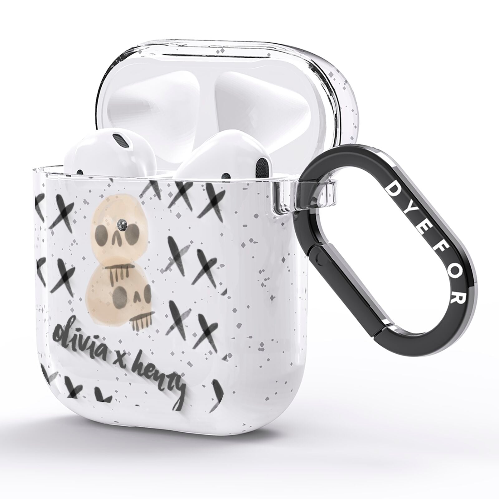 Skulls and Kisses Personalised AirPods Glitter Case Side Image