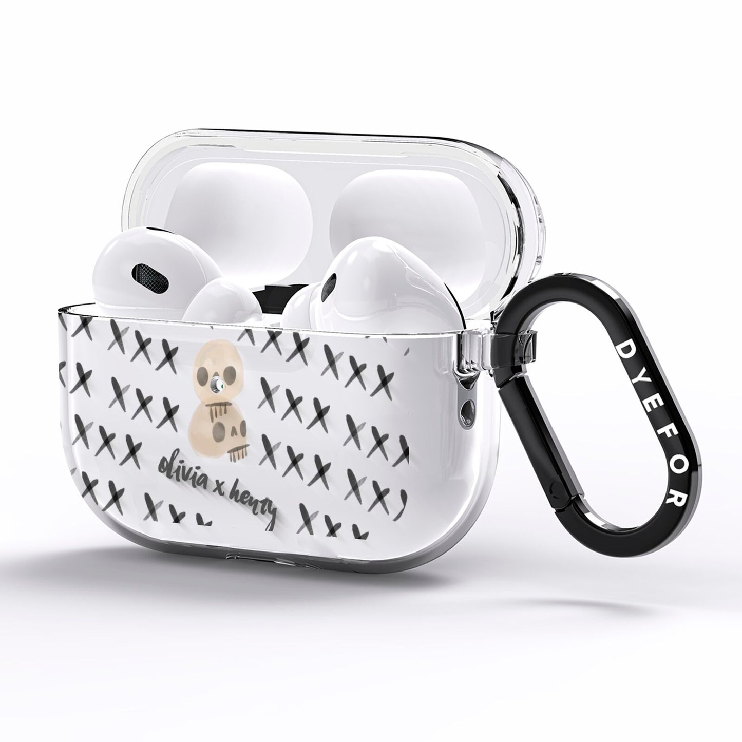 Skulls and Kisses Personalised AirPods Pro Clear Case Side Image