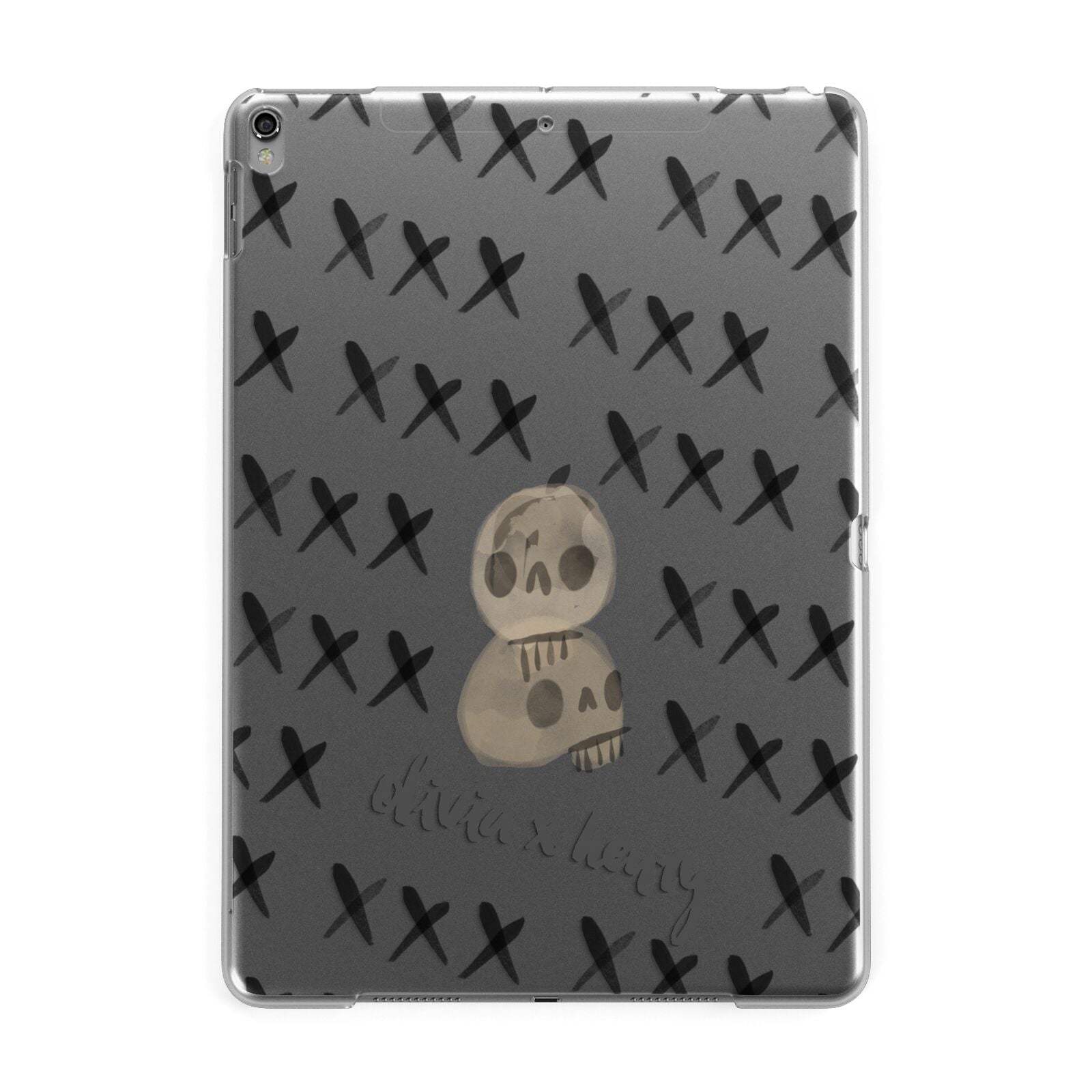 Skulls and Kisses Personalised Apple iPad Grey Case