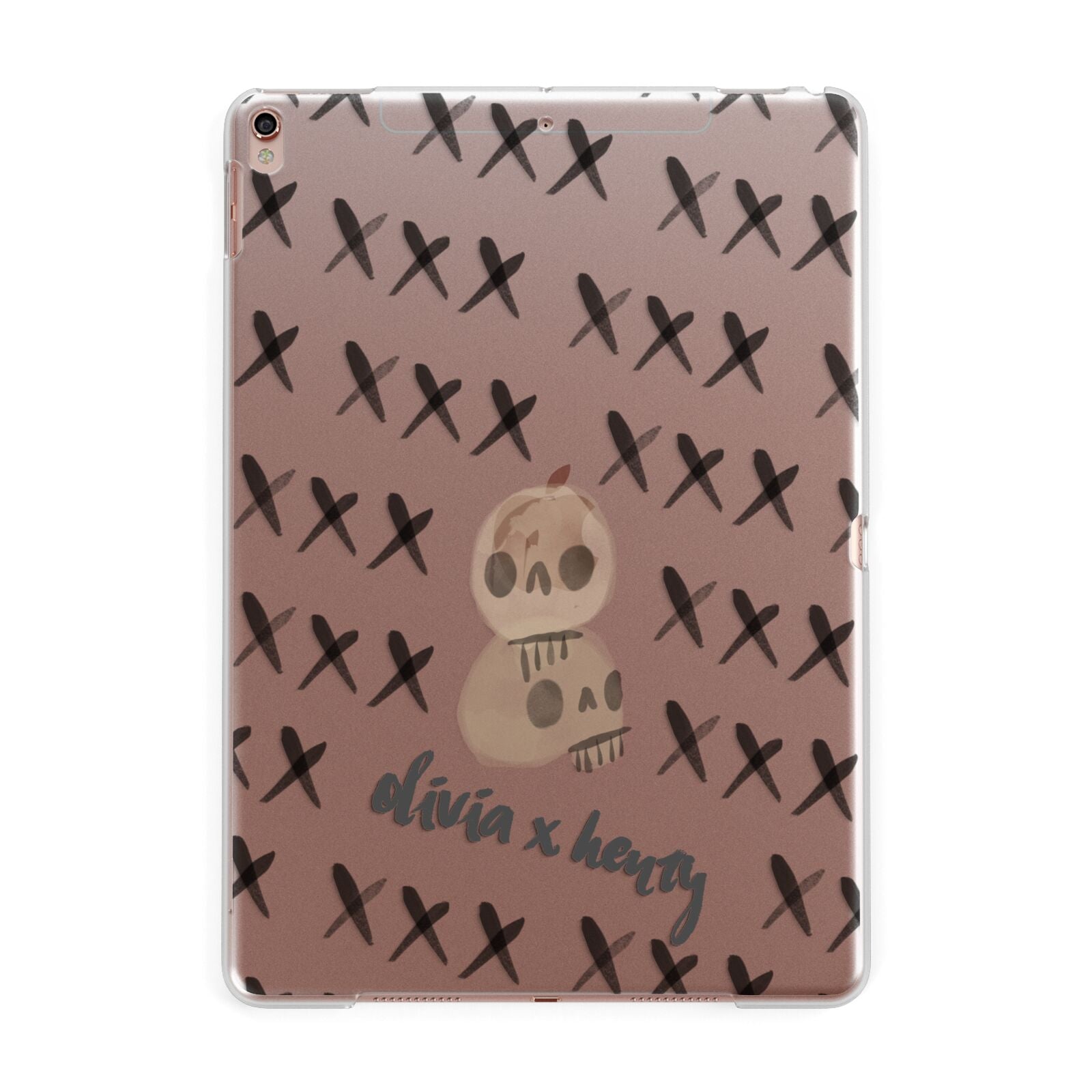 Skulls and Kisses Personalised Apple iPad Rose Gold Case